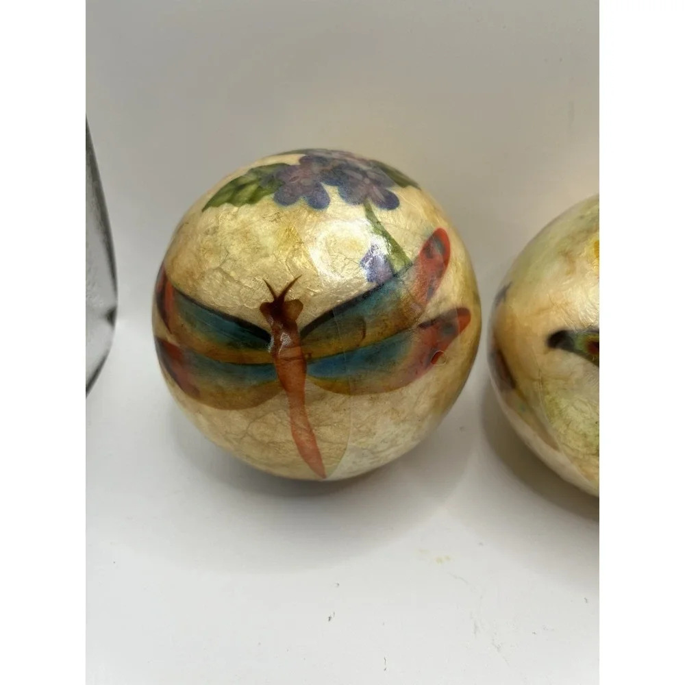 Set Of 3 Dragonfly Paper Machete‎ Decorative Balls Double Sided 4